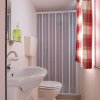 Bagno con doccia, lavandino e WC.